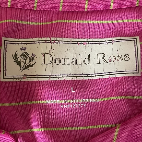~Donald Ross Pink &Tan Short Sleeve Golf Polo Size Large - Picture 4 of 9